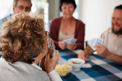Partners playing a card game